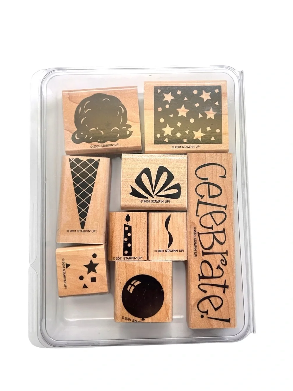 Stampin Up Celebrate Birthday Wooden 9 Stamp Set